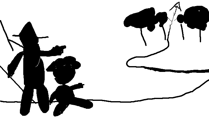 Gandalf and Bilbo Baggins Traveling to the Lonely Mountain